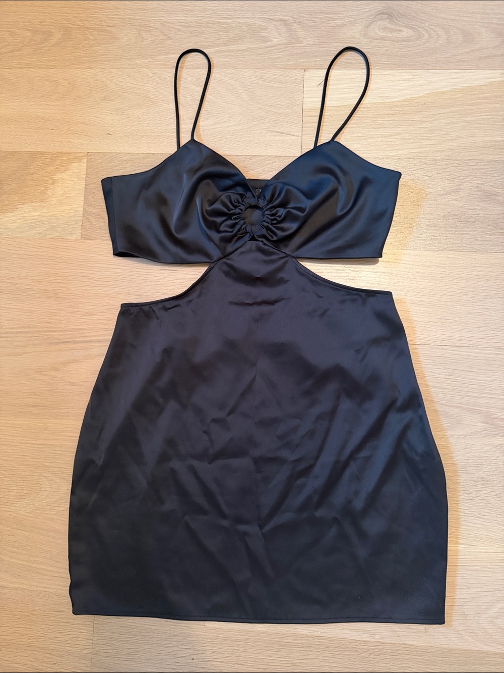 Zara Black Cutout Mini Dress with Spaghetti Straps